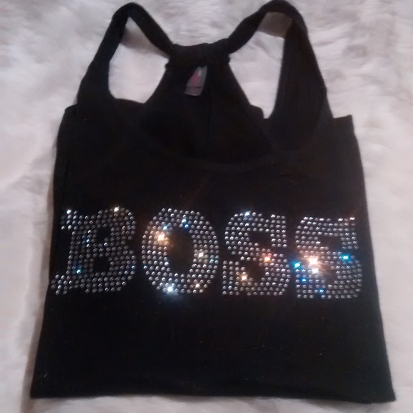 District Made Tops - NWOT Bling Rhinestone Boss Shimmen Blind loose fit
